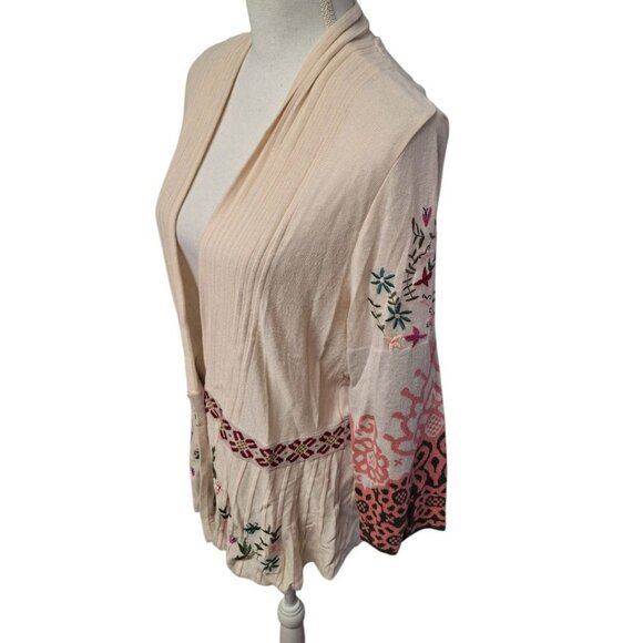 Saharies Embroidered Cardigan Button Pleated Floral‎ Womens Large - Picture 10 of 10